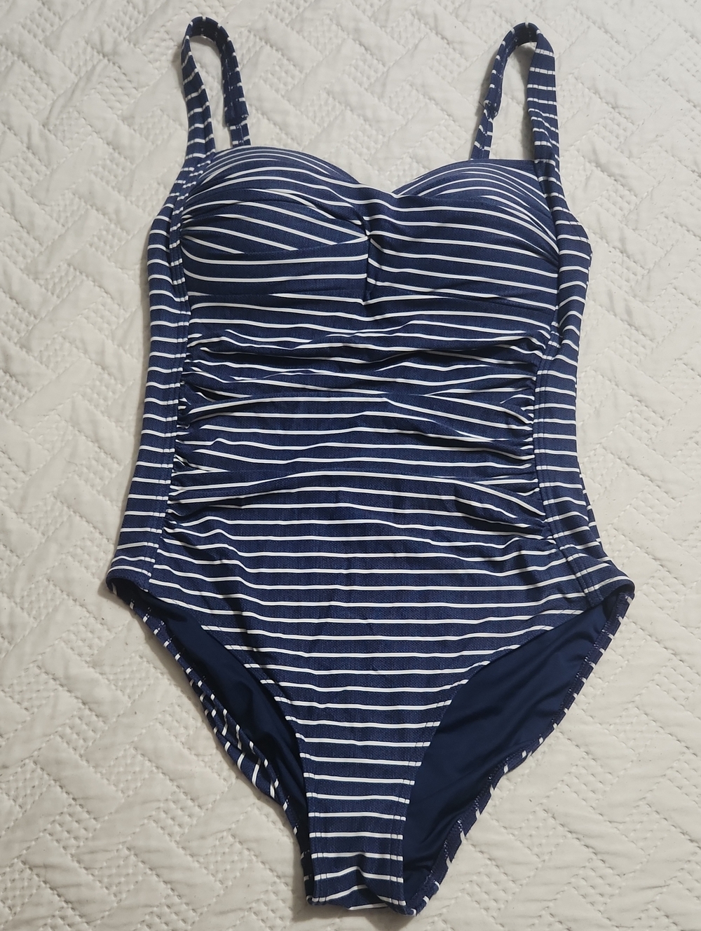 Niptuck Navy Stripe One-Piece Swimsuit EUC